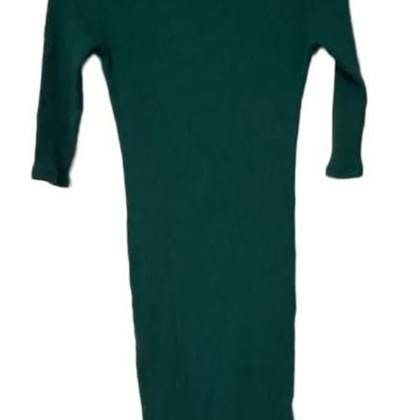 Skinnygirl Ribbed Midi Dress Size M Green 3/4 Sleeve Bodycon