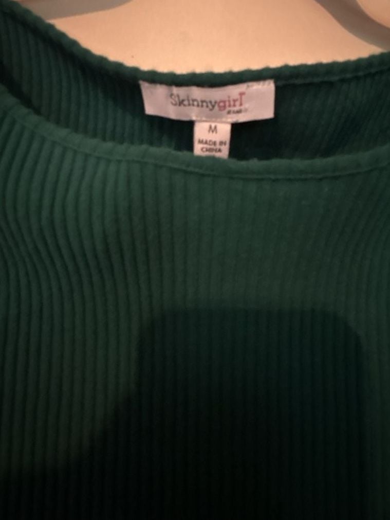 Skinnygirl Ribbed Midi Dress Size M Green 3/4 Sleeve Bodycon 3