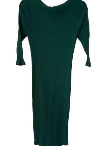 Skinnygirl Ribbed Midi Dress Size M Green 3/4 Sleeve Bodycon 4