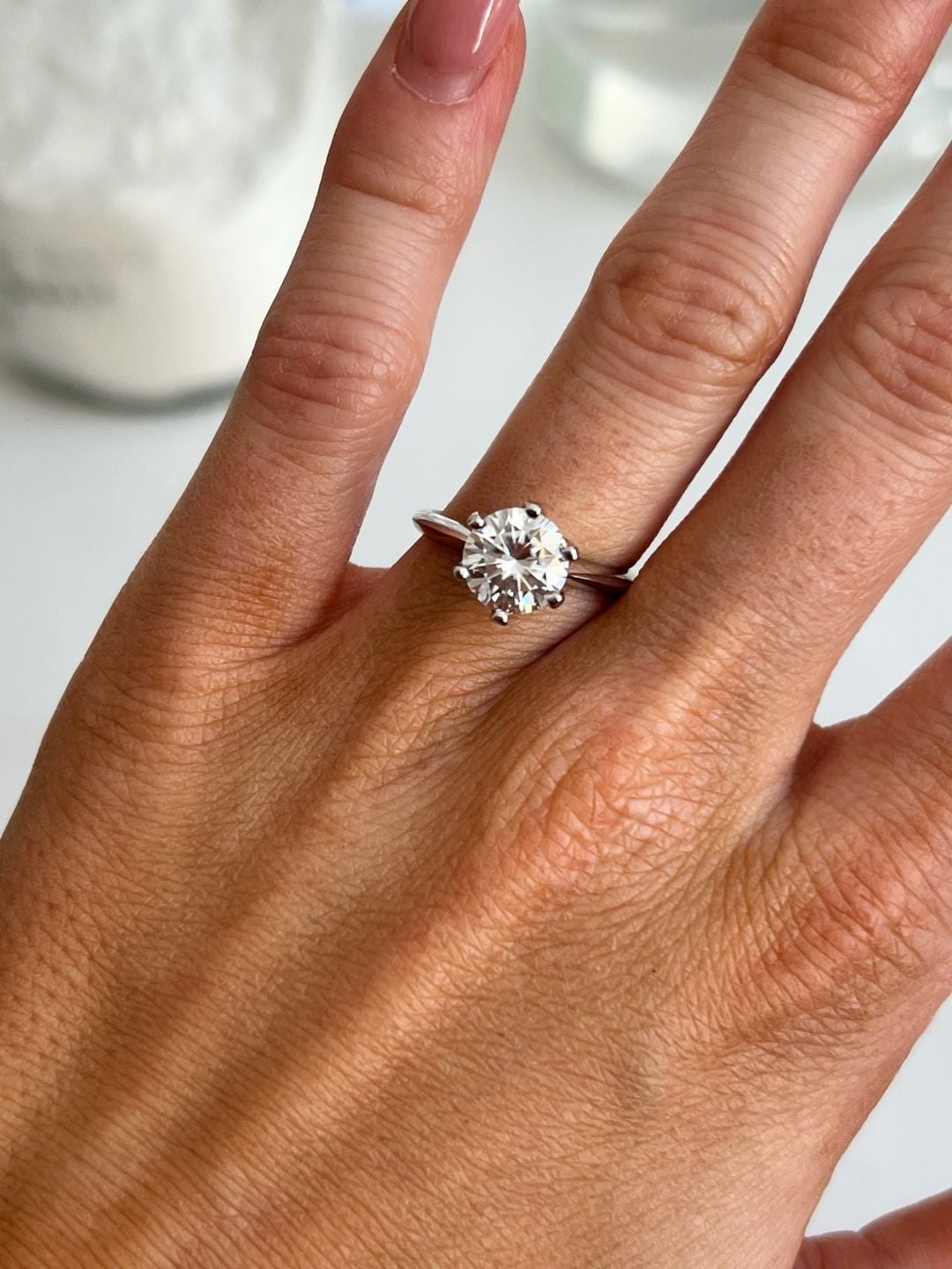 GRA Round Solitaire Moissanite Engagement Ring 7