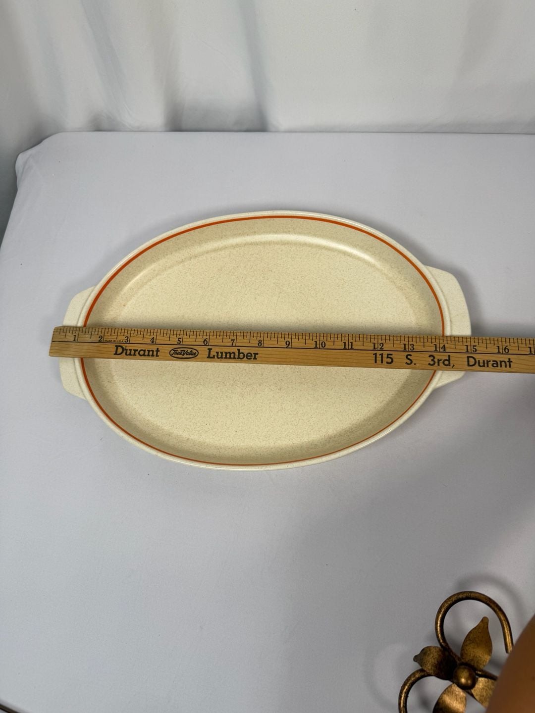Lenox Fire Flower Oval Roaster Platter Size 15 Inch Orange Stripe 4