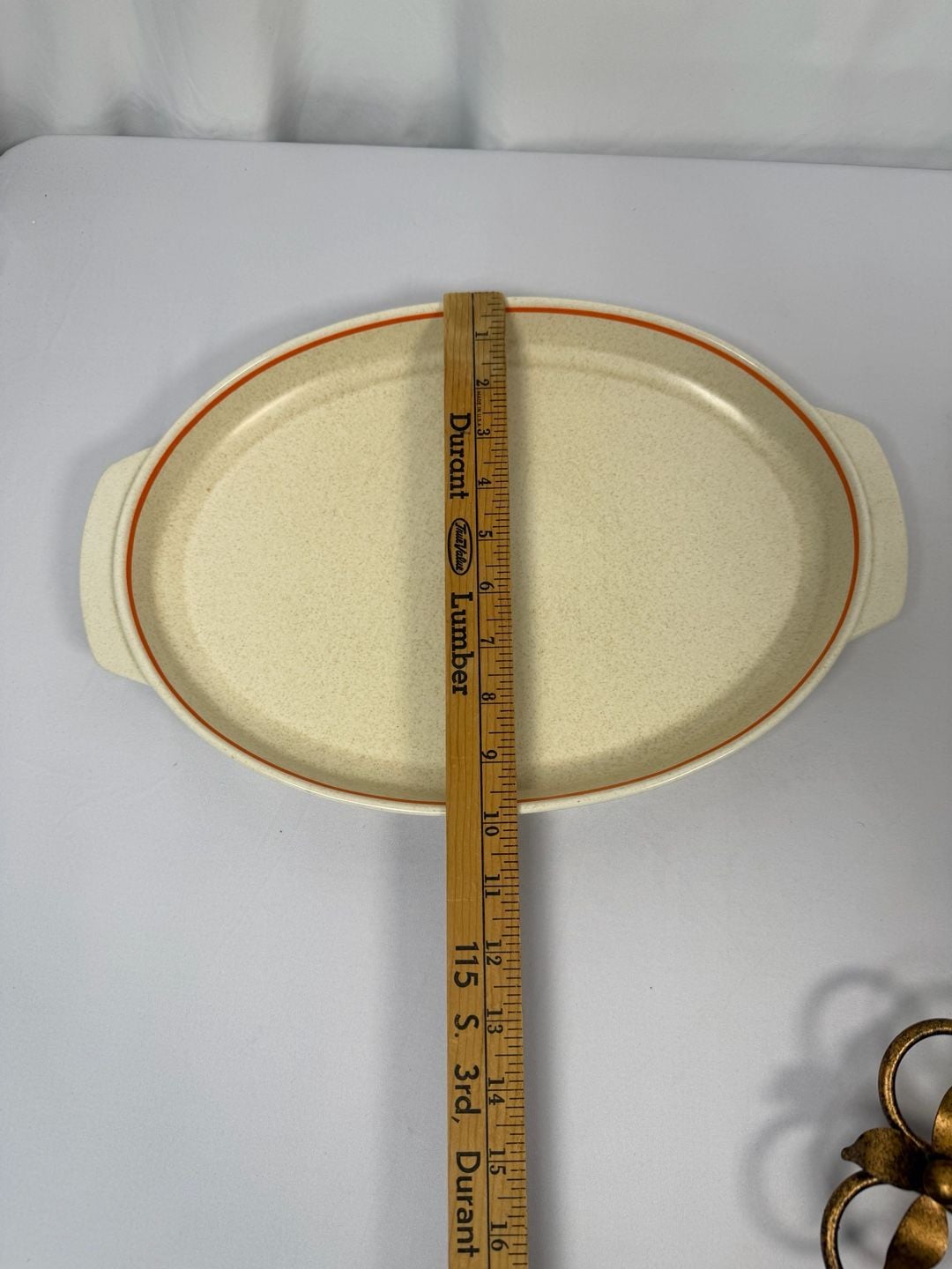 Lenox Fire Flower Oval Roaster Platter Size 15 Inch Orange Stripe 5