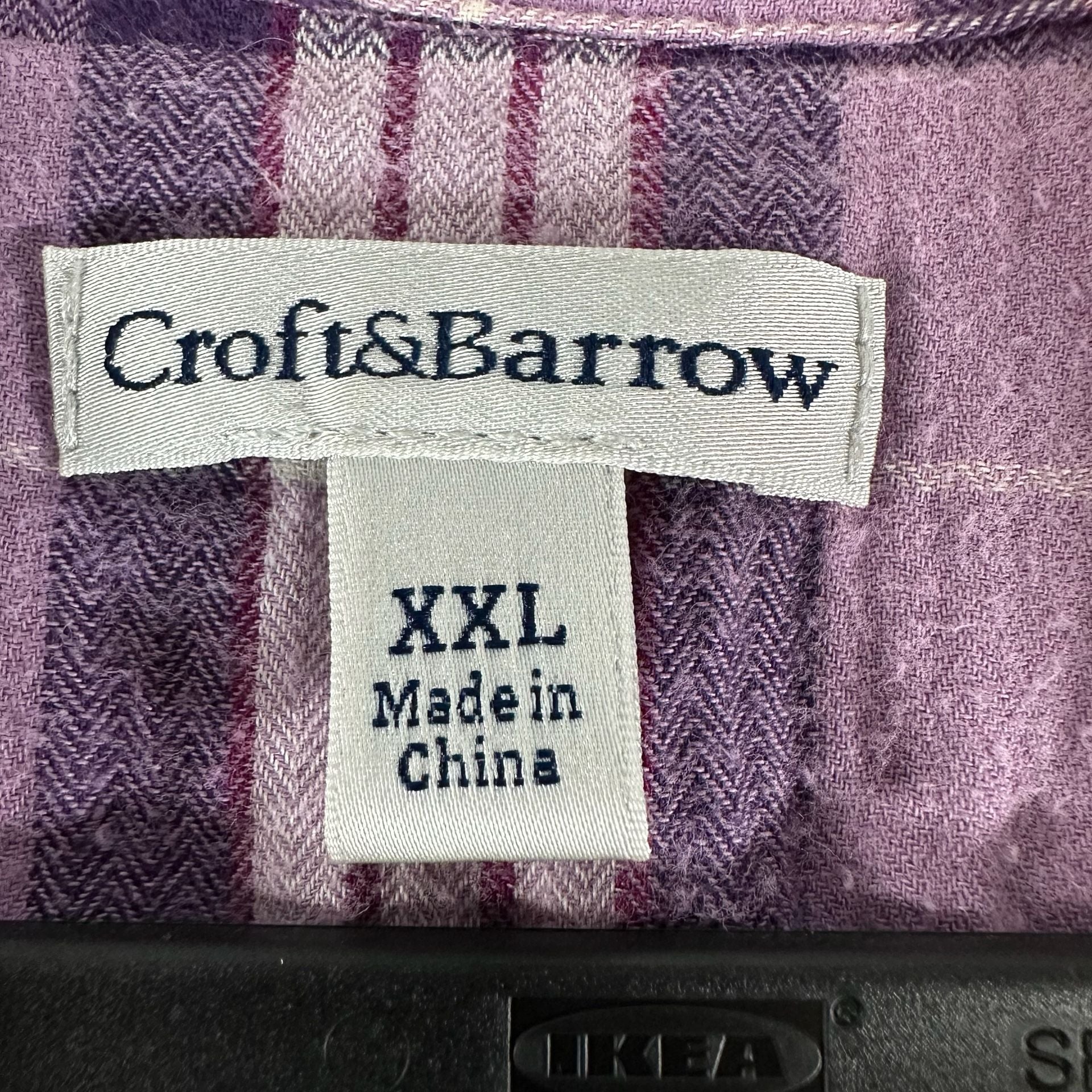 Croft & Barrow Plaid Flannel Shirt Size XXL Purple Cotton Button Down 4