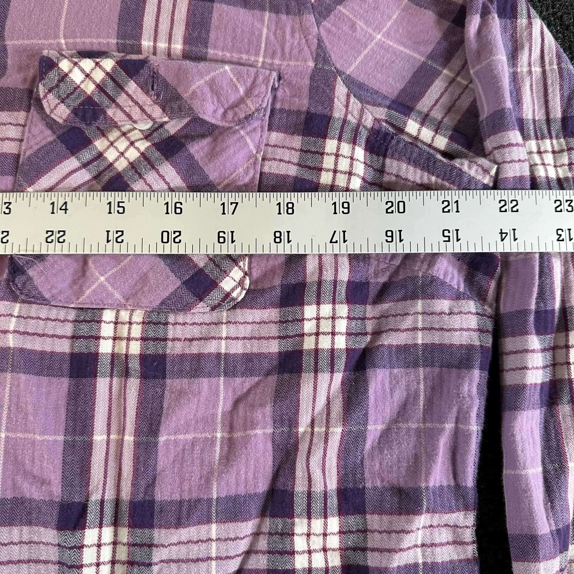 Croft & Barrow Plaid Flannel Shirt Size XXL Purple Cotton Button Down 6