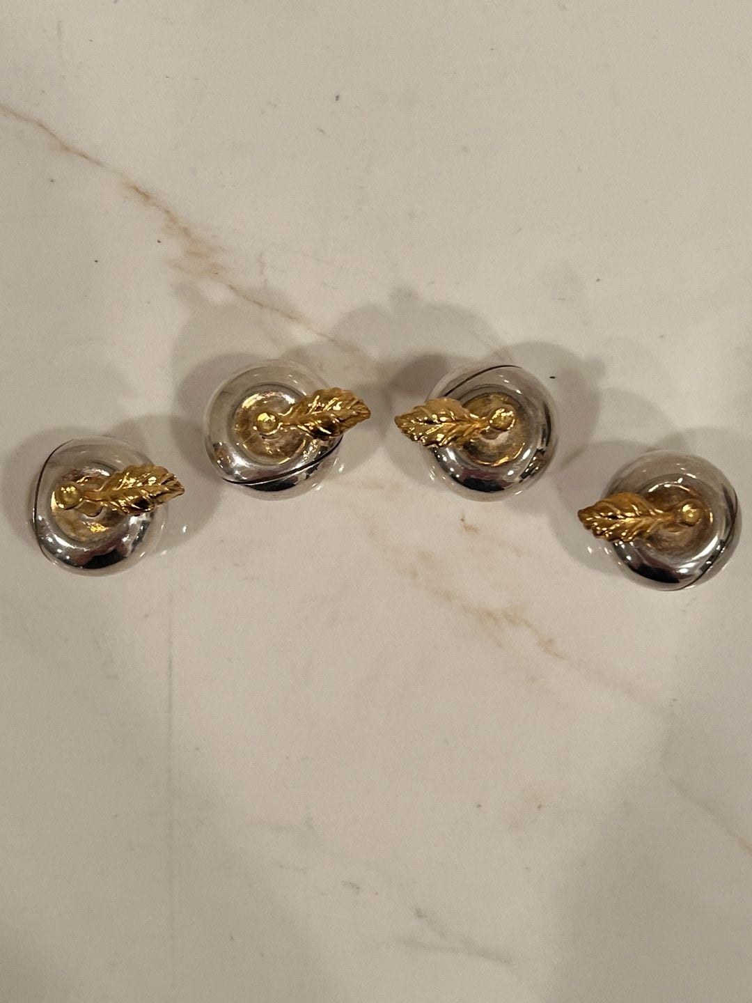 Silver Plate And Gold Tone Apple Place Card Holders Set Of Four 3