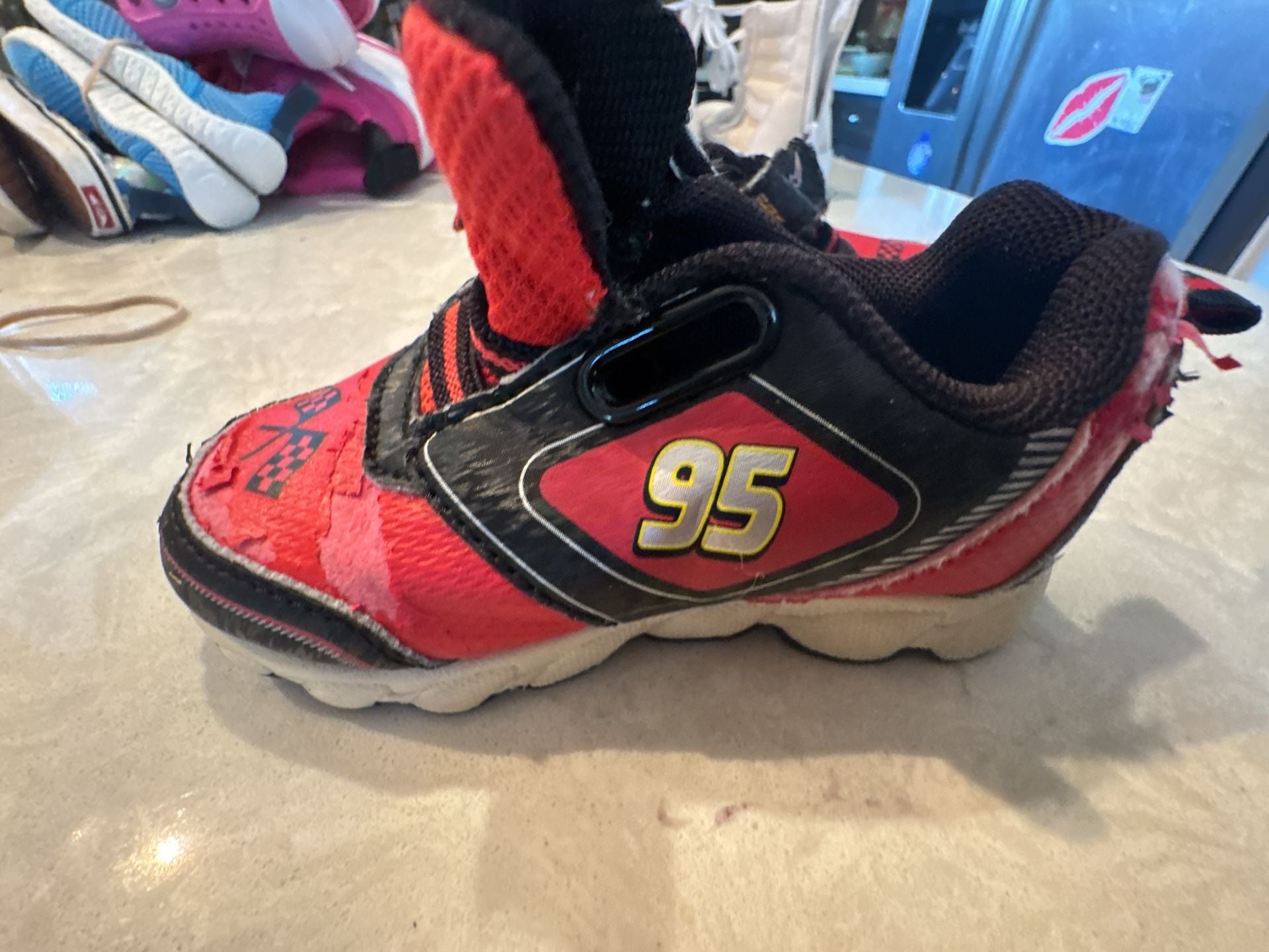 Cars Disney Cars Lightning McQueen Light Up Sneaker Size 6 Red Black 4