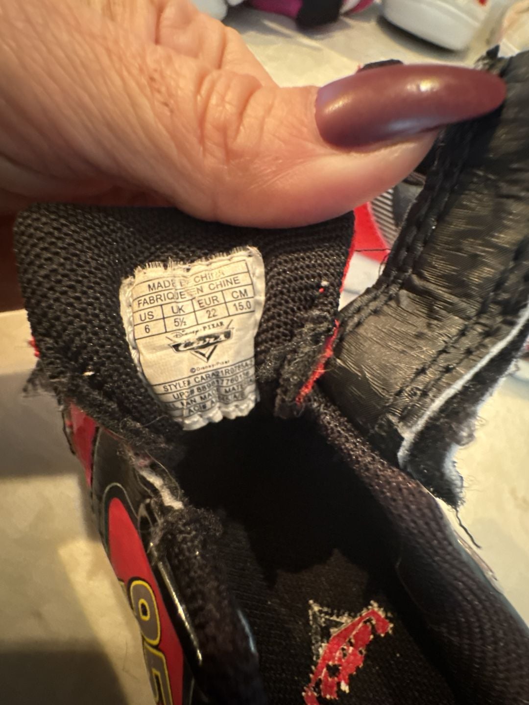 Cars Disney Cars Lightning McQueen Light Up Sneaker Size 6 Red Black 5