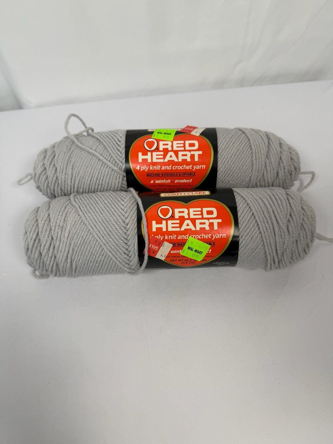 Red Heart Wintuk Yarn 4 Ply Silver Gray Art. E.267 Lot of 2 1