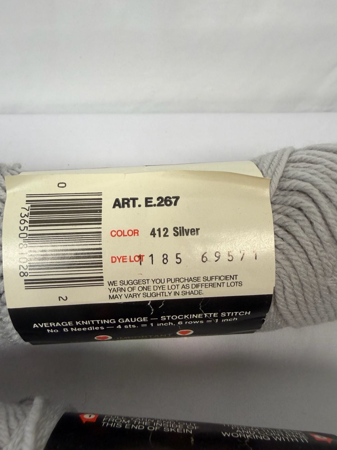 Red Heart Wintuk Yarn 4 Ply Silver Gray Art. E.267 Lot of 2 2