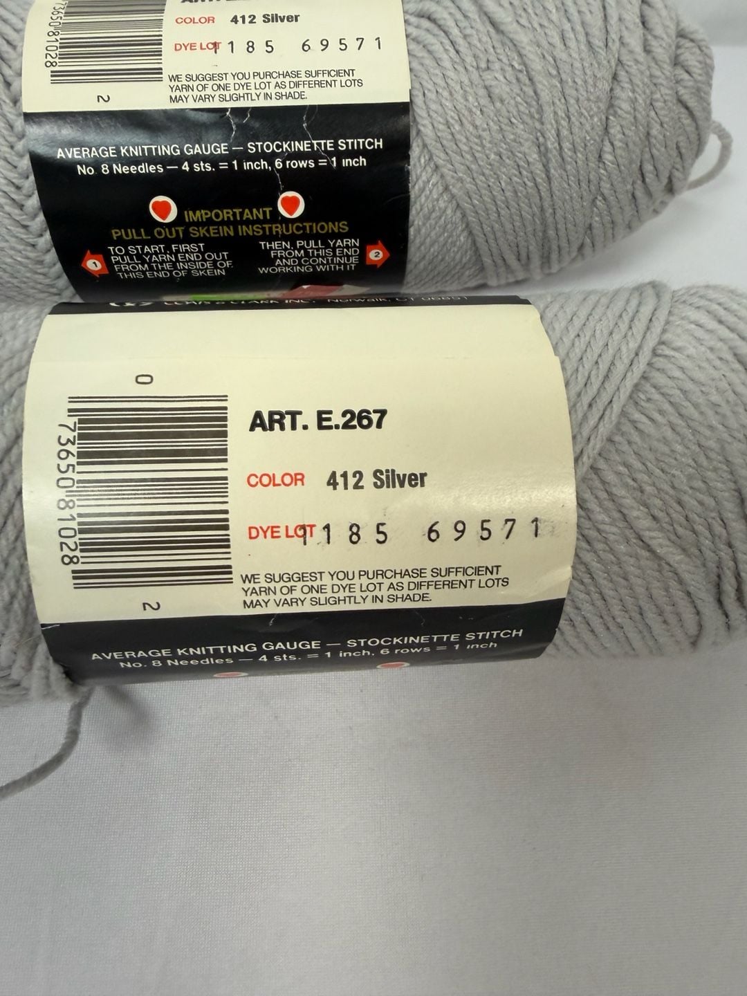 Red Heart Wintuk Yarn 4 Ply Silver Gray Art. E.267 Lot of 2 3