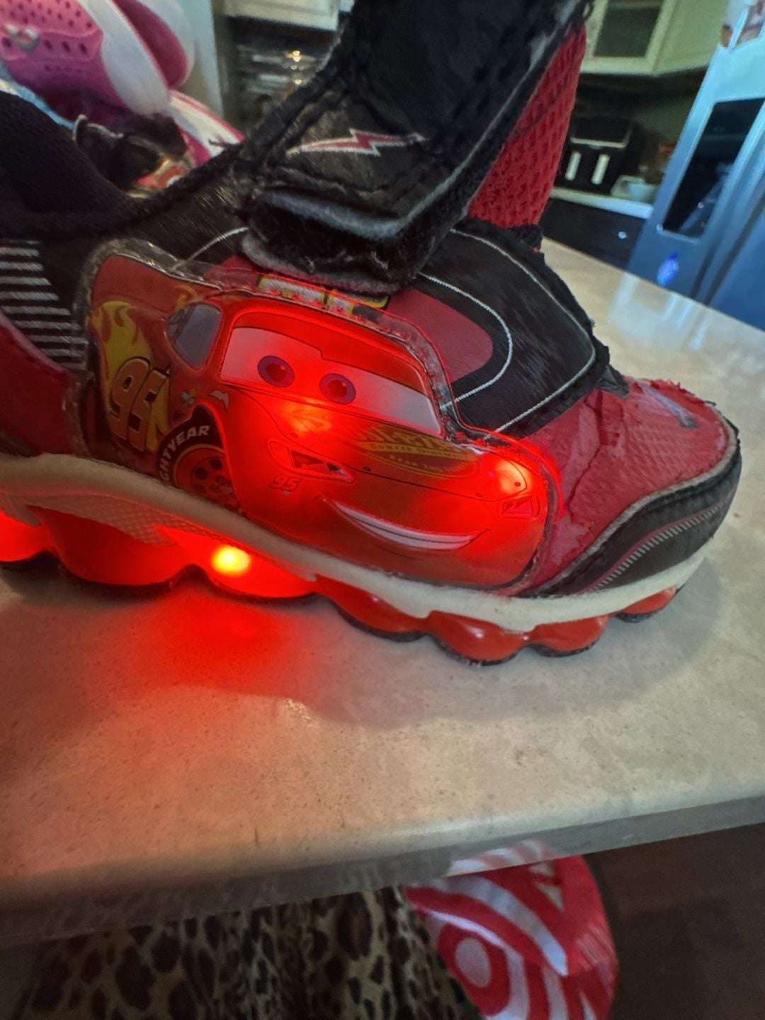 Cars Disney Cars Lightning McQueen Light Up Sneaker Size 6 Red Black 7