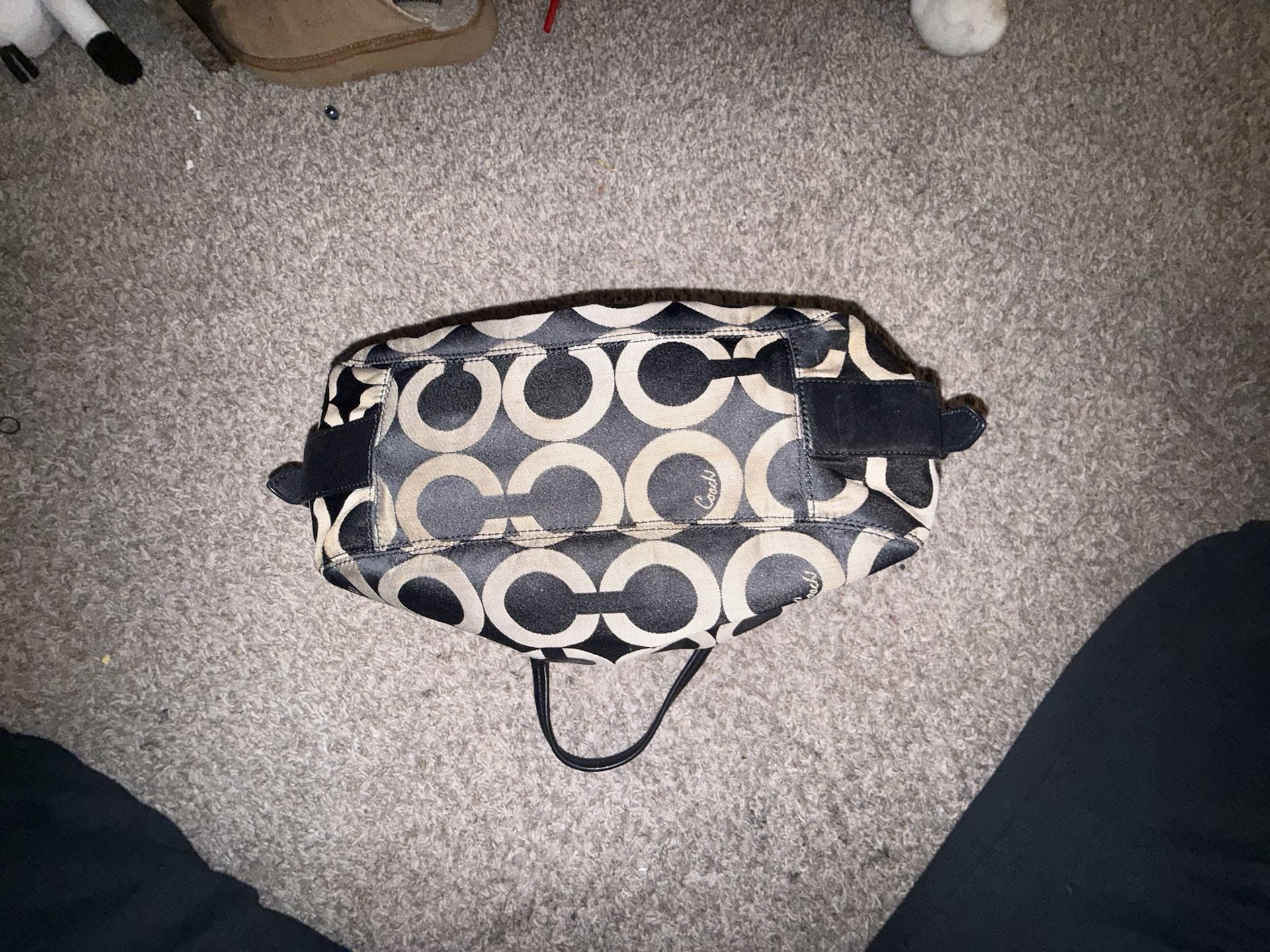 Coach Mia Op Art Sateen Maggie Shoulder Bag Black Gray 7