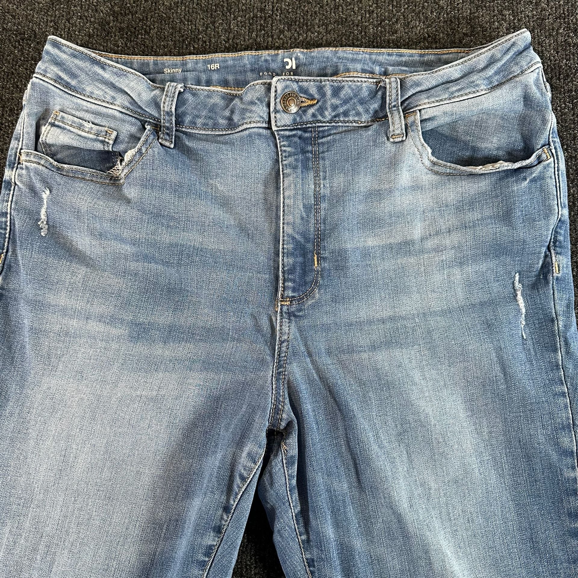 Sonoma Skinny Jeans Size 16R Light Wash Distressed 2