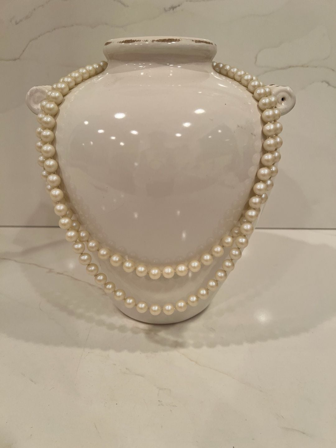 Vintage Double Strand Pearl Necklace Rhinestone Clasp 2