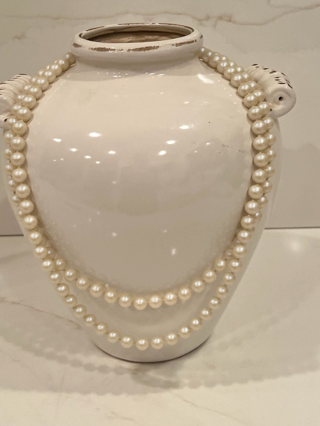 Vintage Double Strand Pearl Necklace Rhinestone Clasp 5