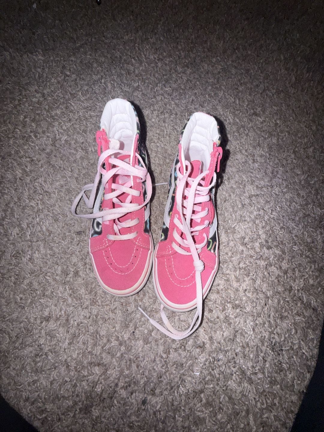 Vans Sk8-Hi Reissue Side Zip Neon Hearts Toddler Sneakers Pink 2