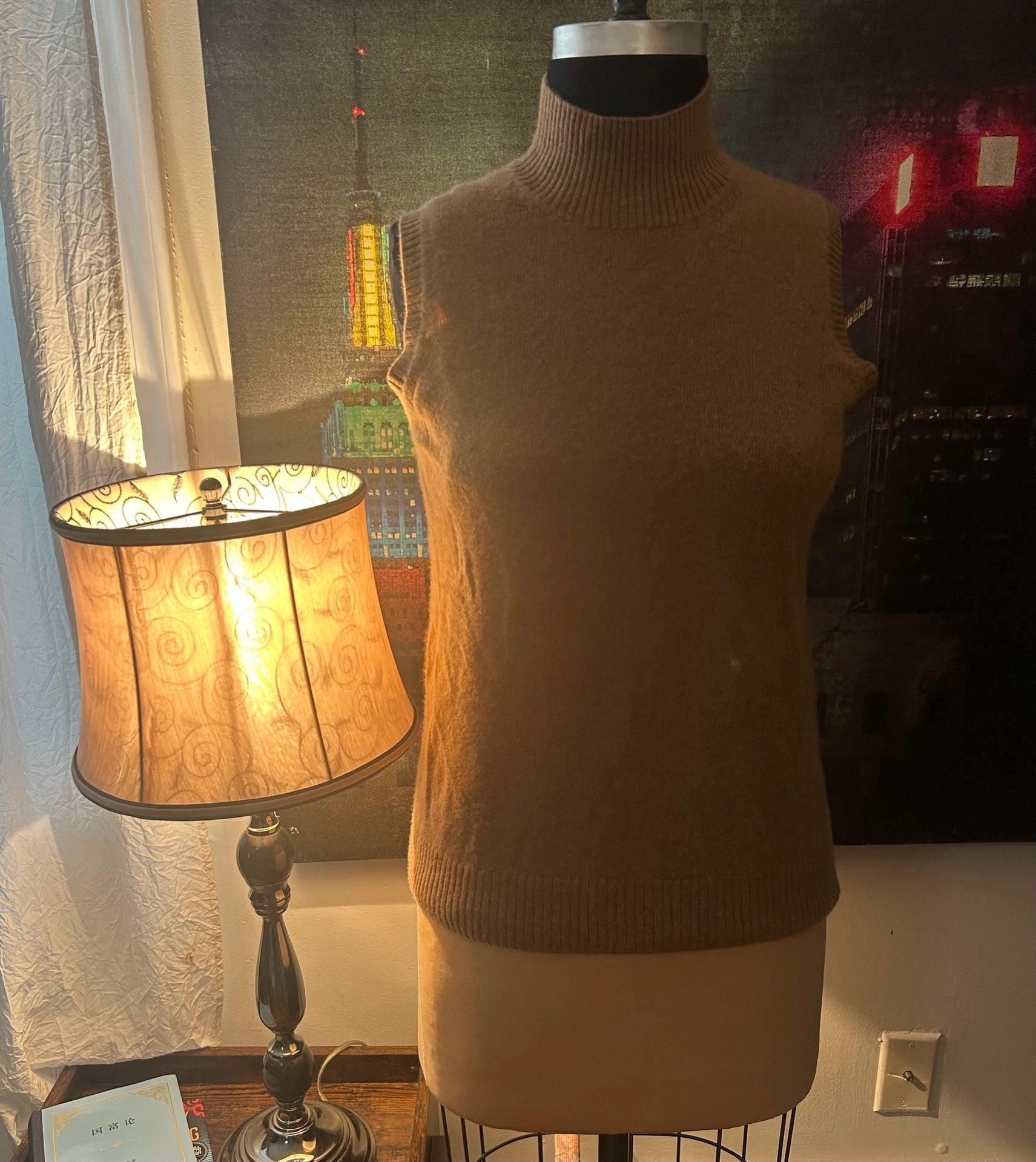 Saks Fifth Avenue Cashmere Turtleneck Sleeveless Sweater Brown 2
