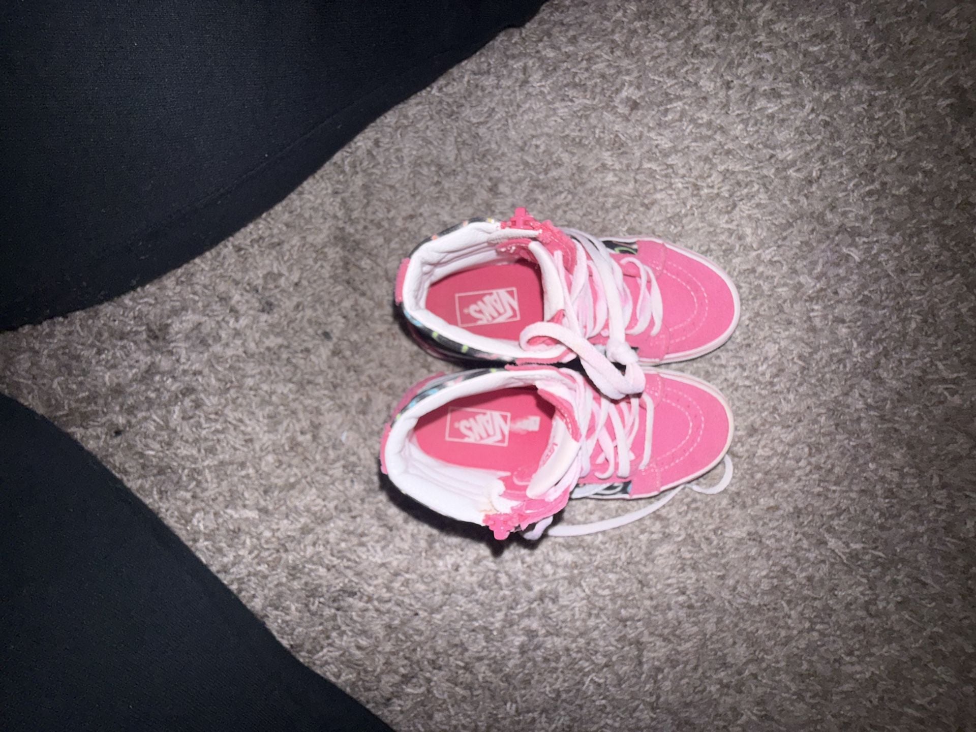 Vans Sk8-Hi Reissue Side Zip Neon Hearts Toddler Sneakers Pink 3