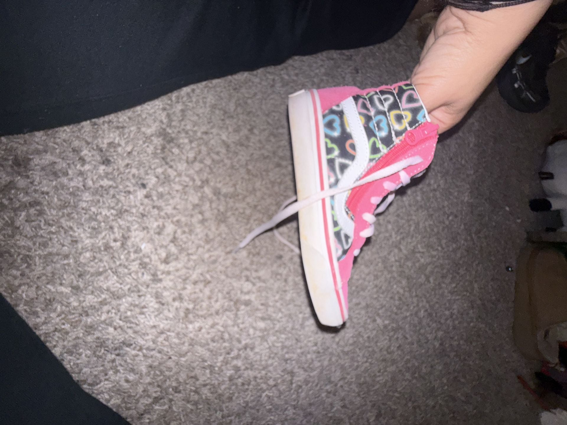 Vans Sk8-Hi Reissue Side Zip Neon Hearts Toddler Sneakers Pink 5