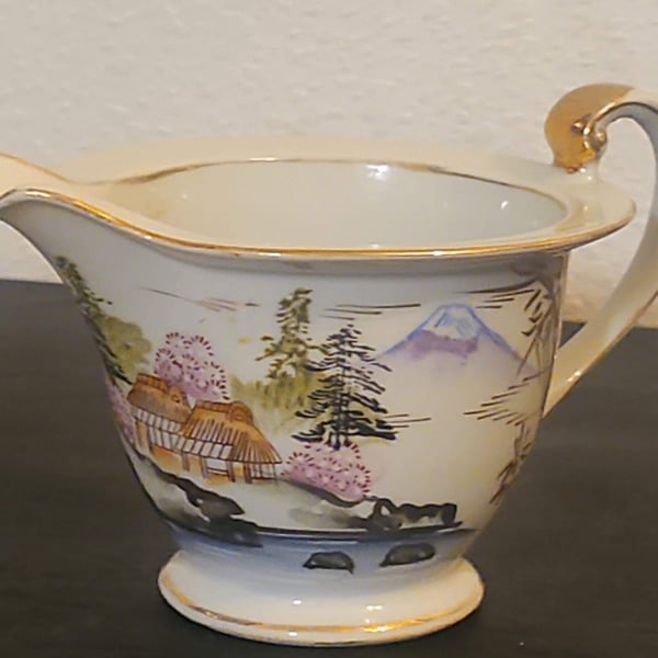 Vintage Japanese Hand Painted Mt. Fuji Creamer Porcelain