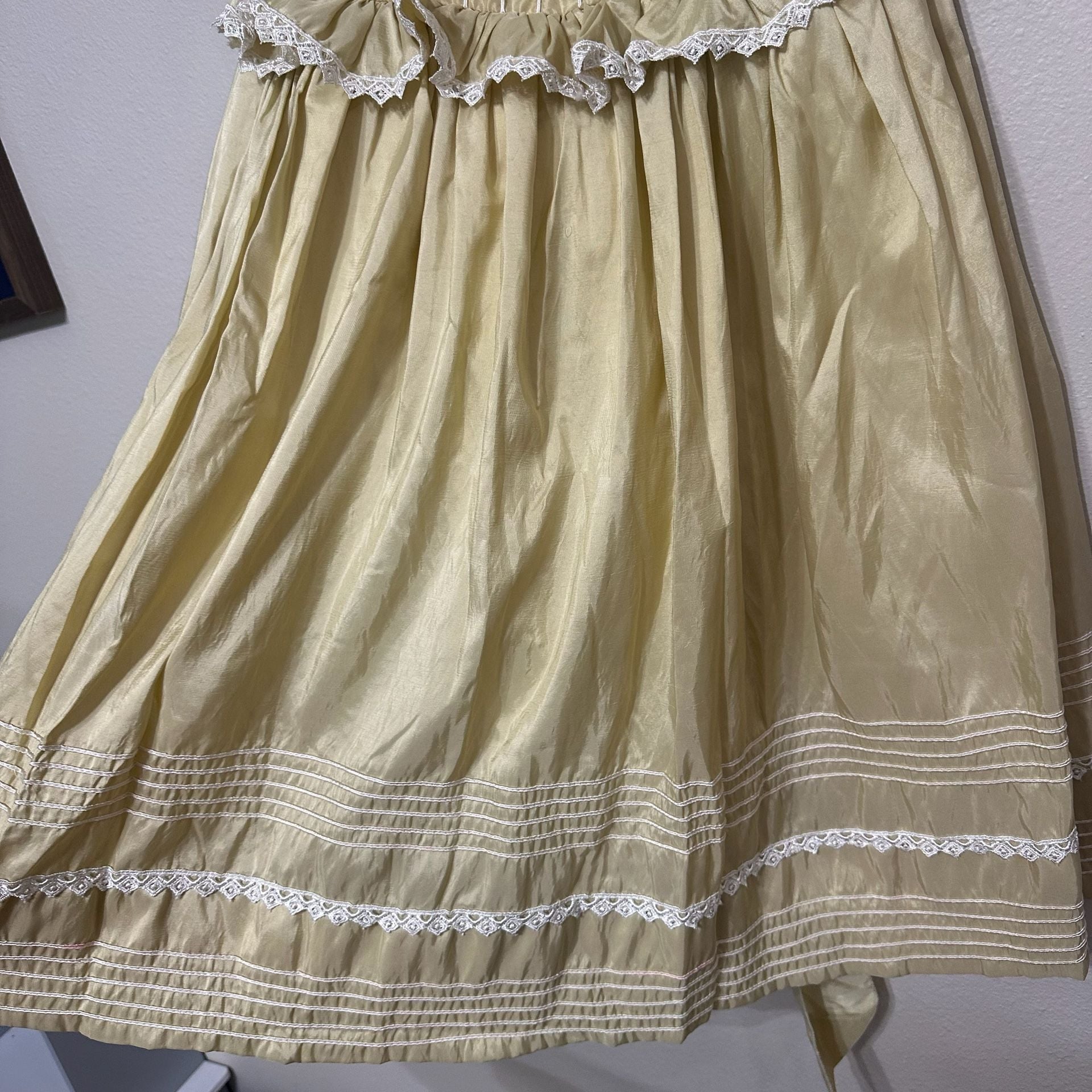 Vintage Girls Dress Size 6 Victorian Prairie Lace Puff Sleeve Made Mexico 4