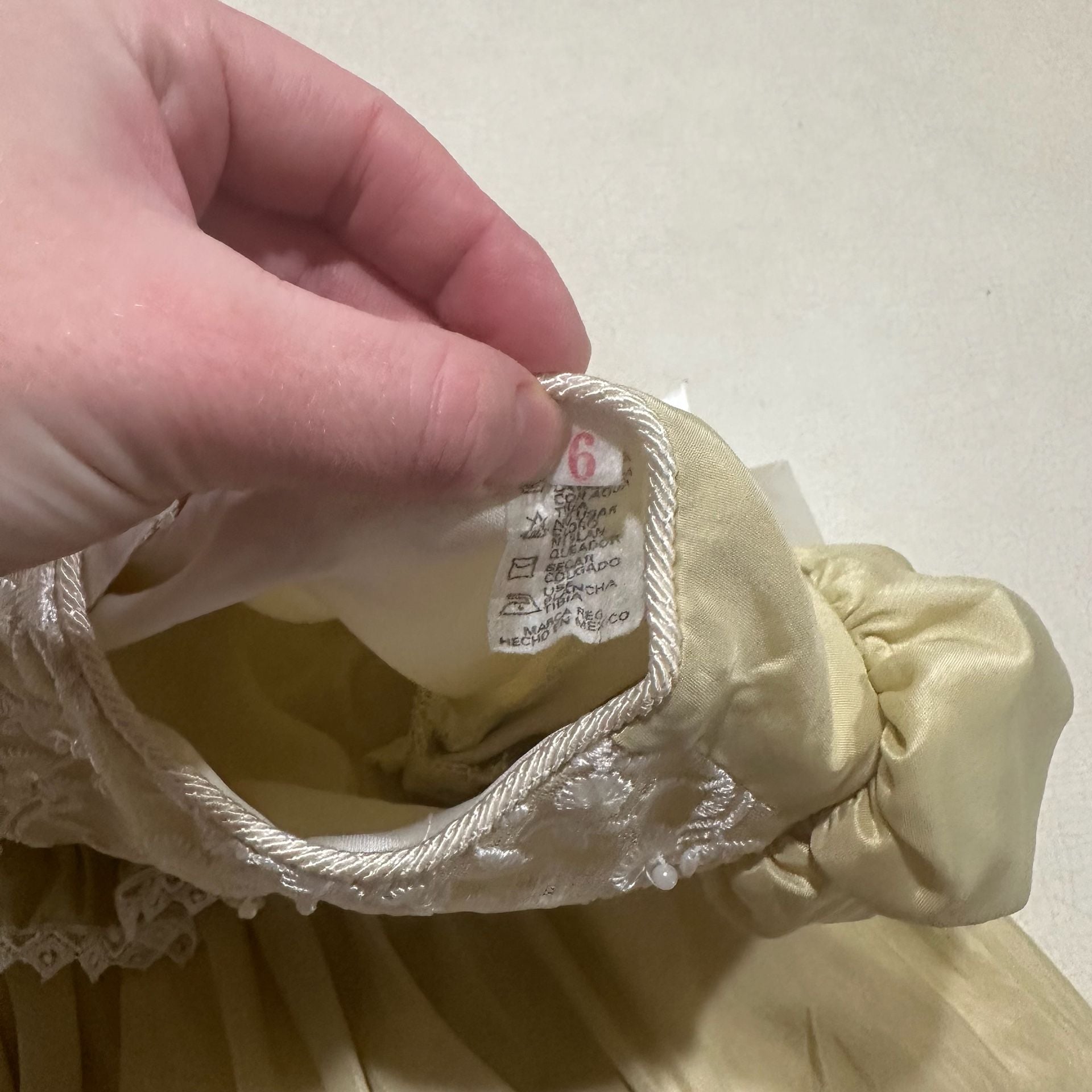 Vintage Girls Dress Size 6 Victorian Prairie Lace Puff Sleeve Made Mexico 6