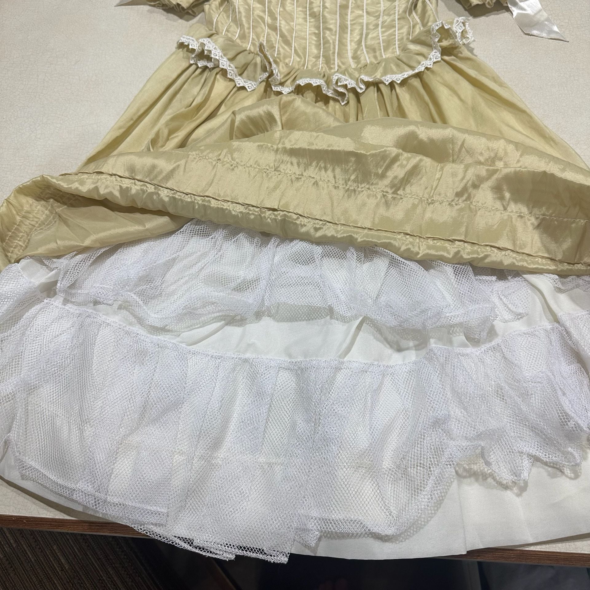 Vintage Girls Dress Size 6 Victorian Prairie Lace Puff Sleeve Made Mexico 8