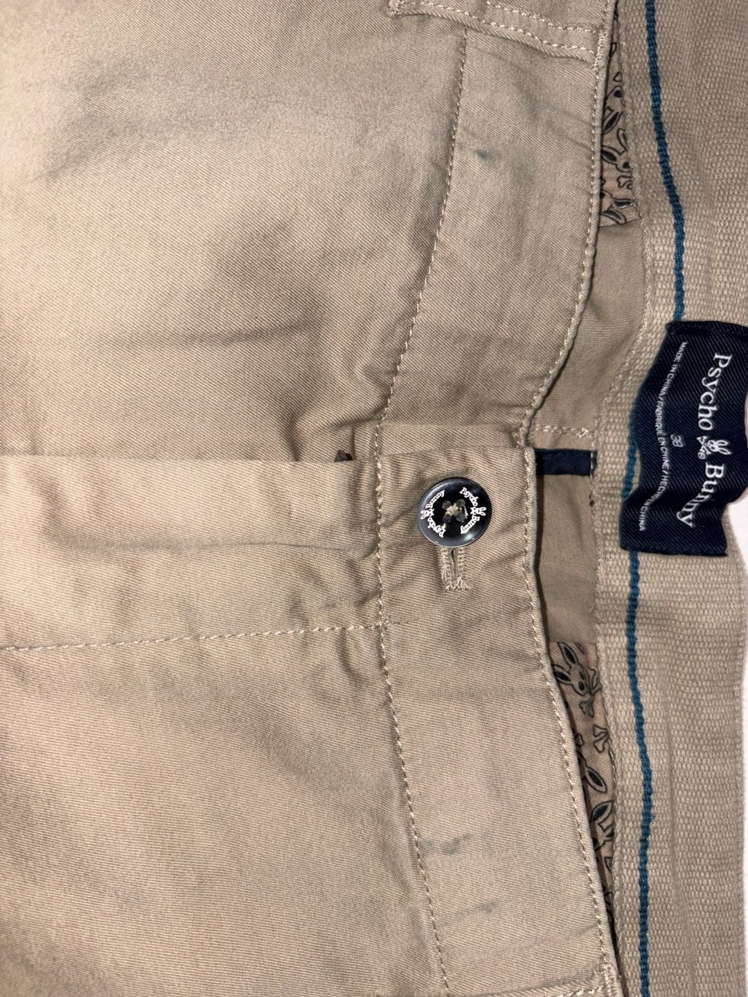 Psycho Bunny Men’s Chino Pants Size 38 Tan Khaki Straight Leg Embroidered Logo 7