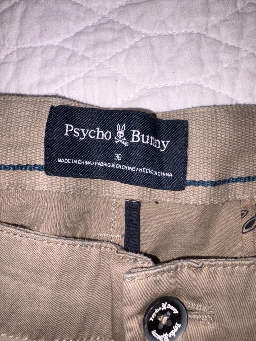 Psycho Bunny Men’s Chino Pants Size 38 Tan Khaki Straight Leg Embroidered Logo 9