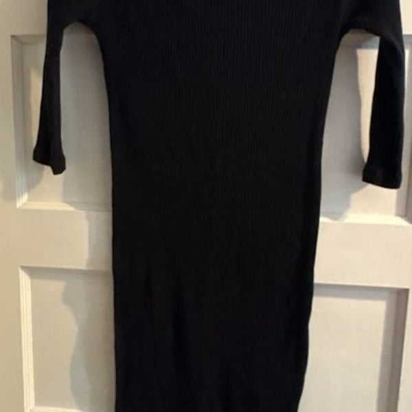 Skinnygirl Ribbed Midi Dress Size M Black Scoop Neck