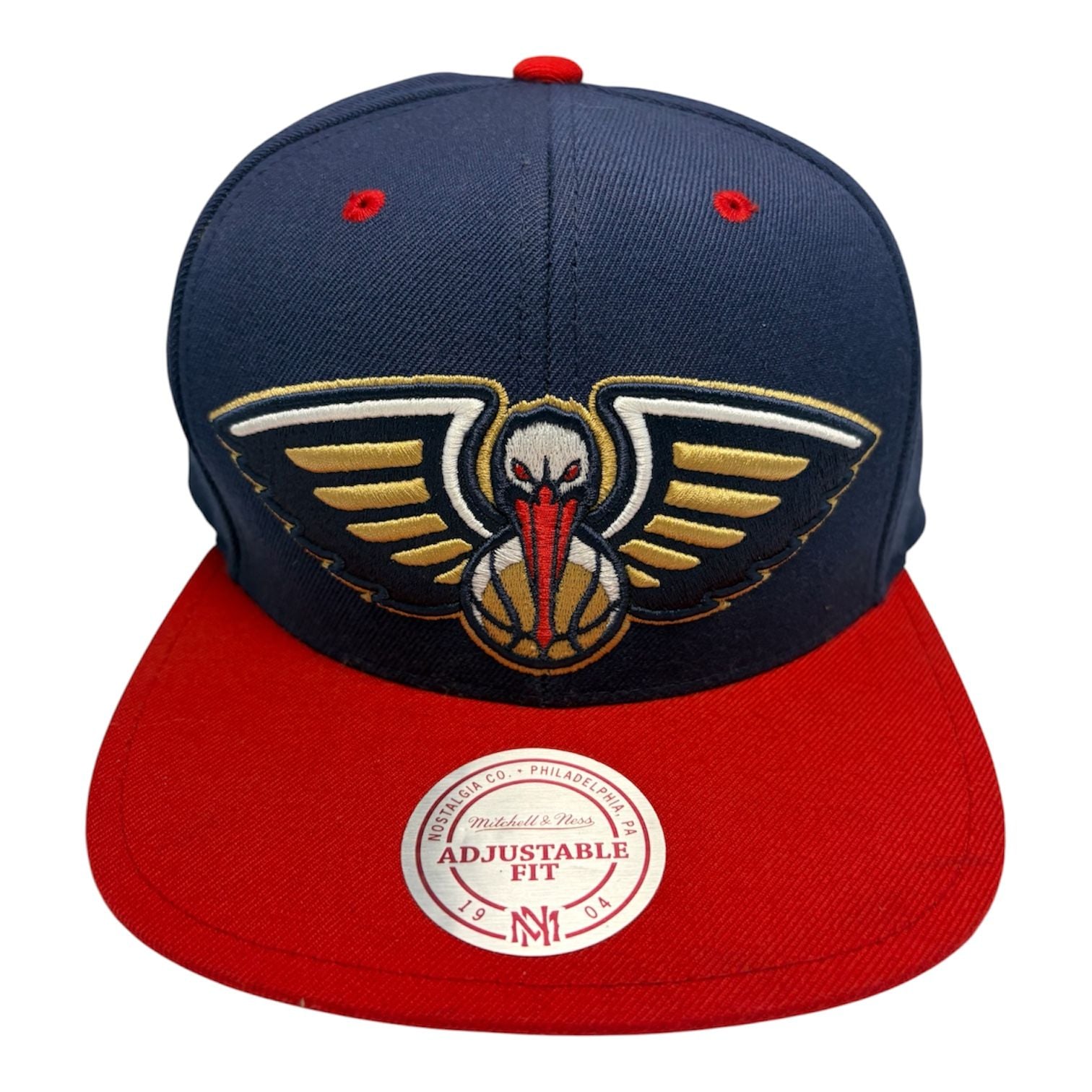 Mitchell & Ness New Orleans Pelicans Snapback Hat Navy Red 2