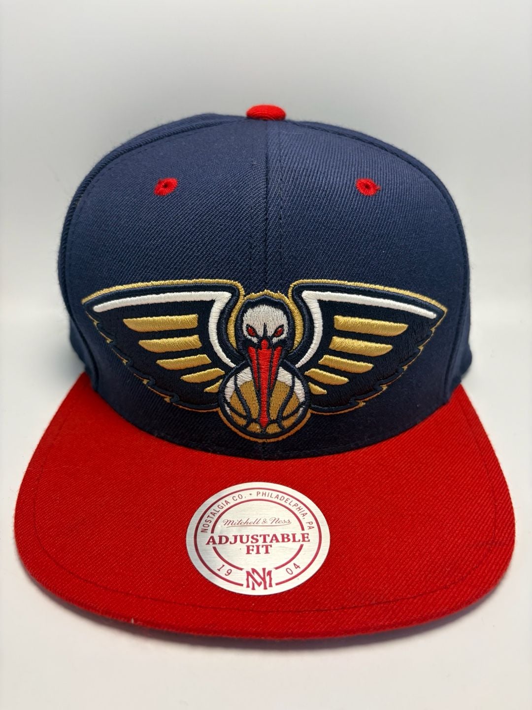 Mitchell & Ness New Orleans Pelicans Snapback Hat Navy Red 3