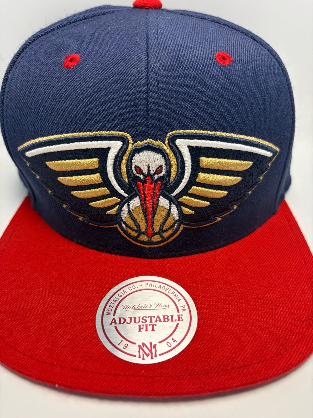 Mitchell & Ness New Orleans Pelicans Snapback Hat Navy Red 4