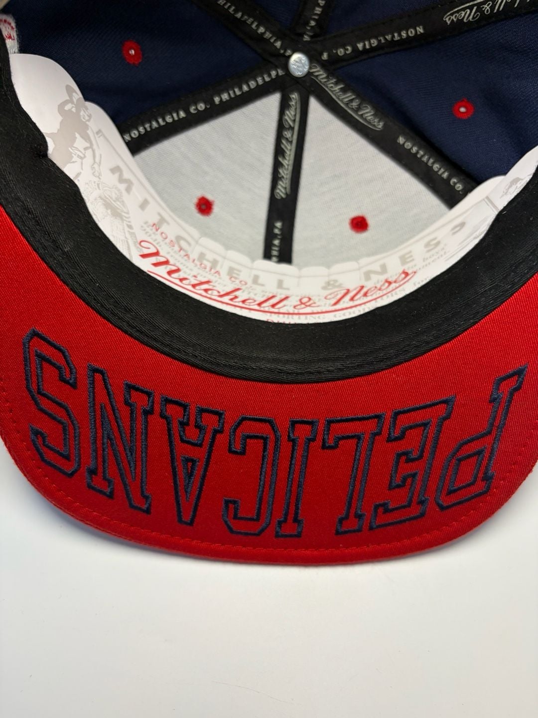 Mitchell & Ness New Orleans Pelicans Snapback Hat Navy Red 10