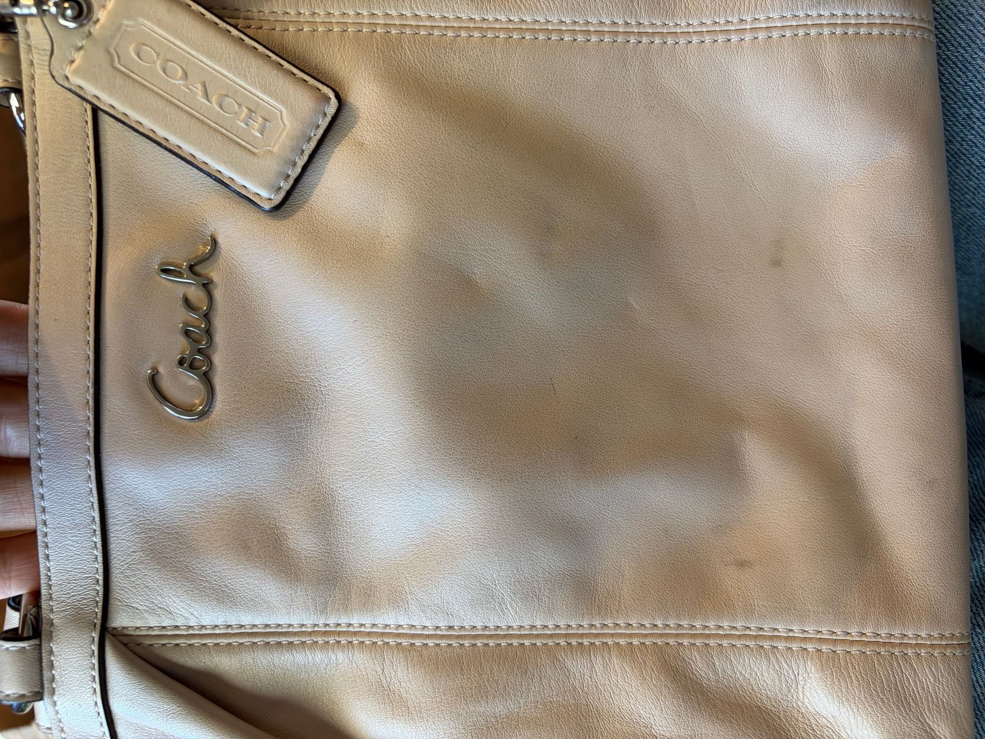 Coach Gallery Leather Shoulder Tote Bag Beige 4