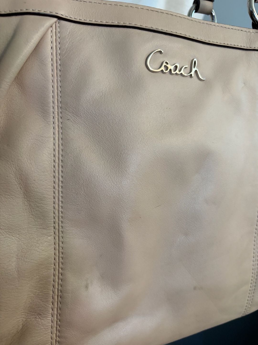 Coach Gallery Leather Shoulder Tote Bag Beige 7