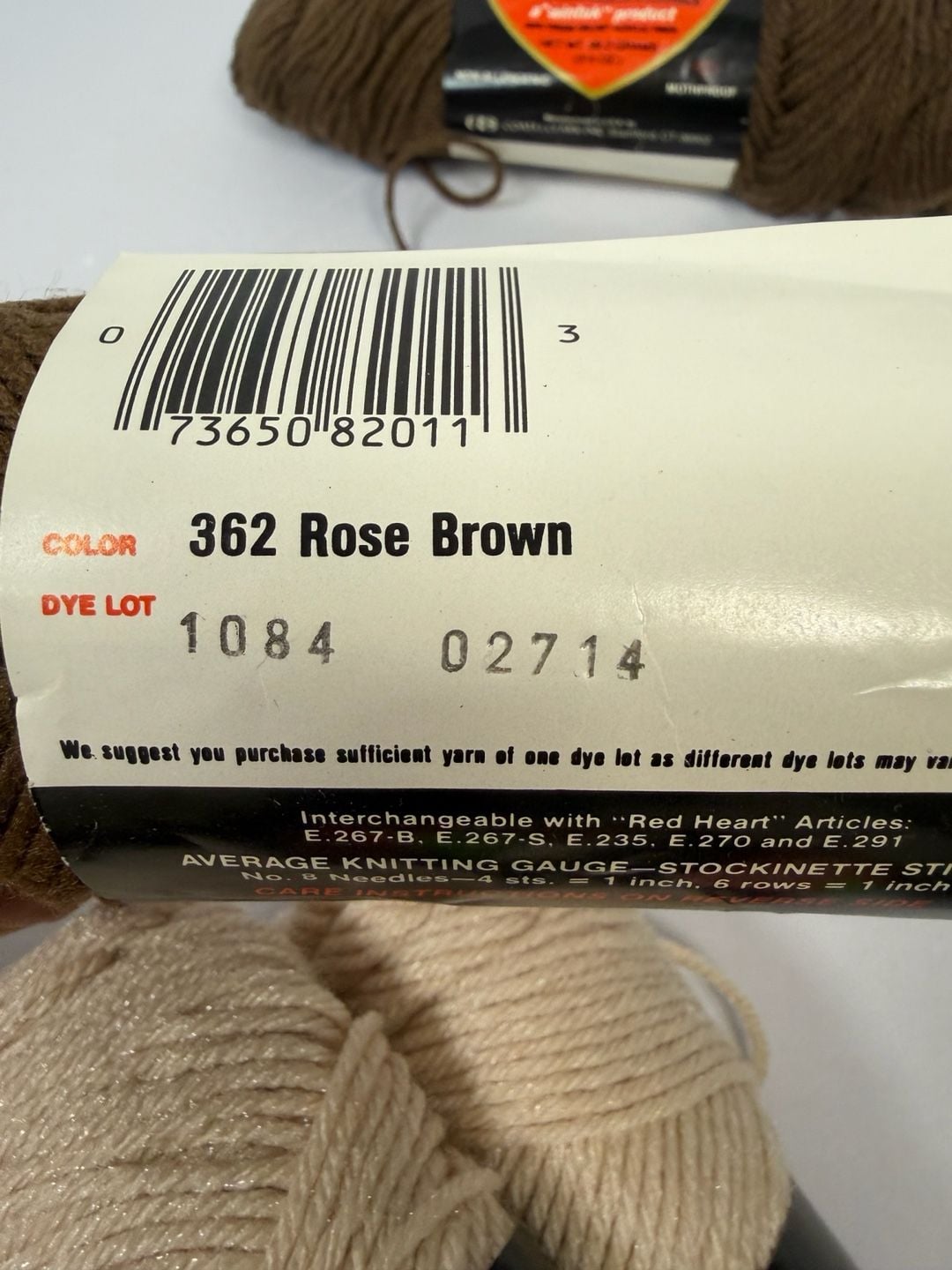 Red Heart 4 Ply Handknitting Yarn 362 Rose Brown 3.5oz Lot of 2 2