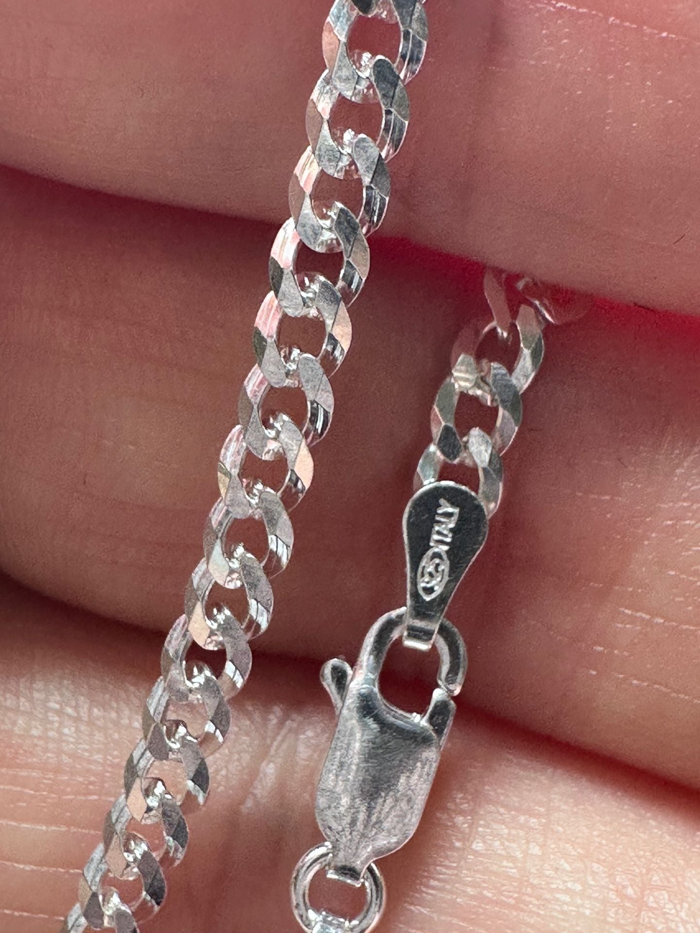 New Sterling Silver Moissanite Cross Pendant with 20in Cuban chain 4