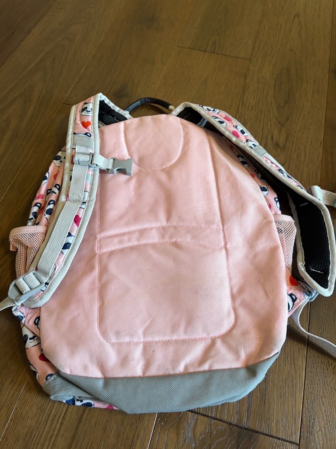 Lands End Panda Backpack Pink Hearts Embroidered Personalized Leila 6