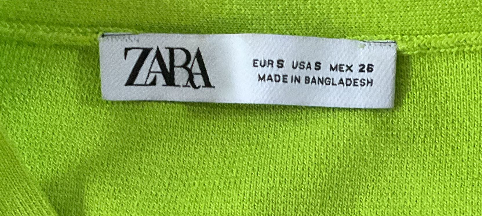 Zara Ribbed Knit Crop Tank Top Size S Lime Green Sleeveless girls 4