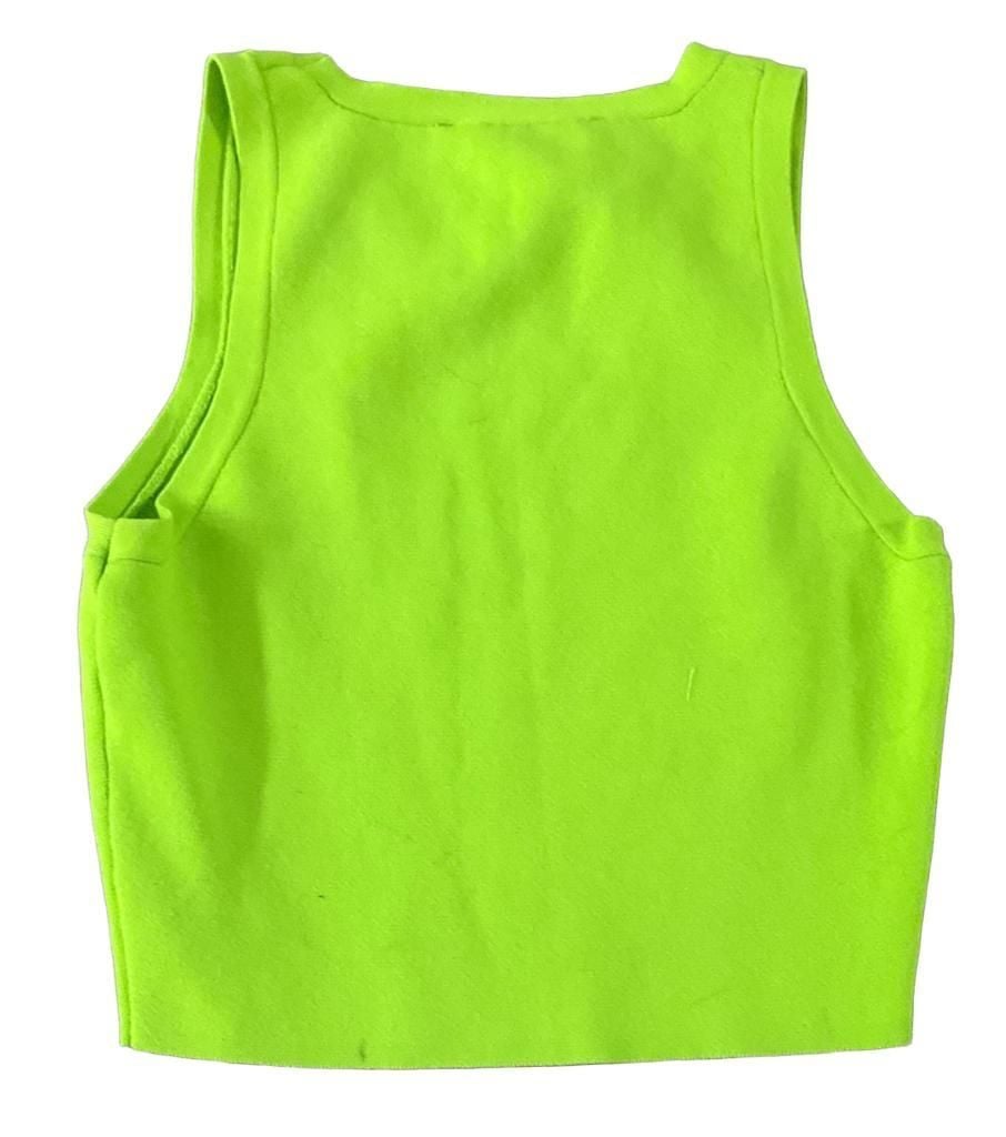 Zara Ribbed Knit Crop Tank Top Size S Lime Green Sleeveless girls 3