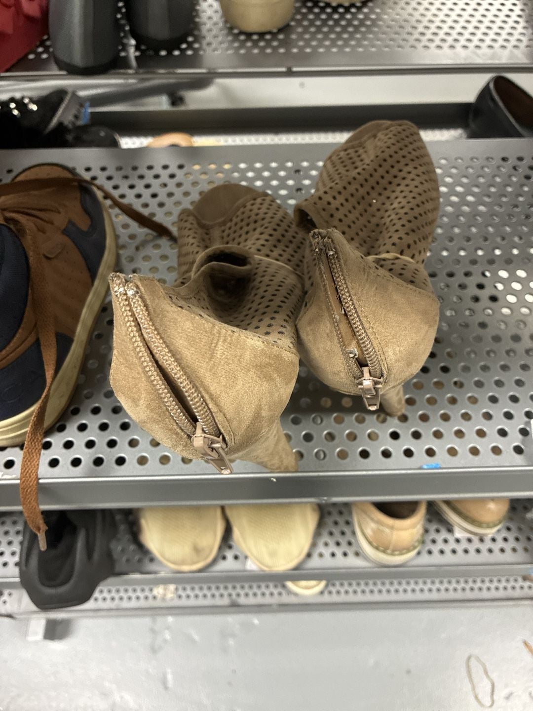 Steve Madden Forsaken Peep-Toe Perforated Booties Sand 1