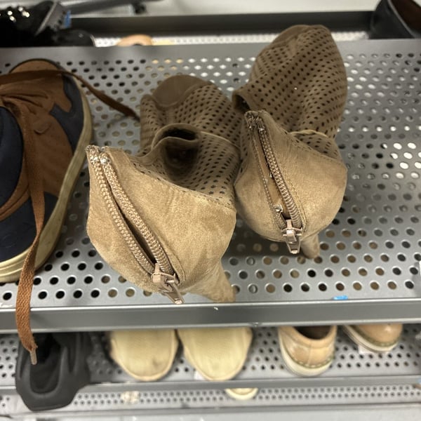 Steve Madden Forsaken Peep-Toe Perforated Booties Sand