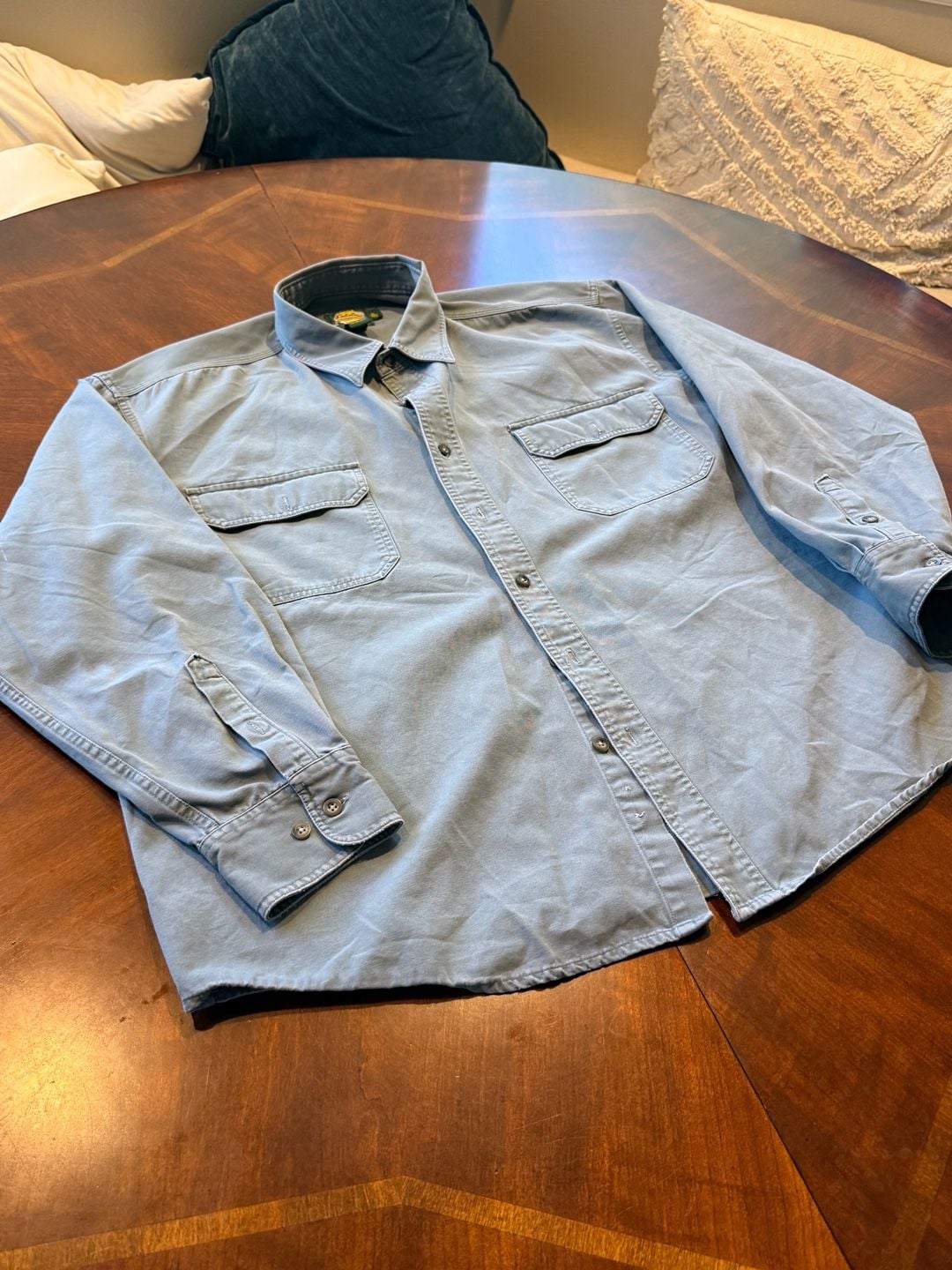 Cabela's Work Shirt Size XL Reg Grey Long Sleeve Button Down Canvas 3