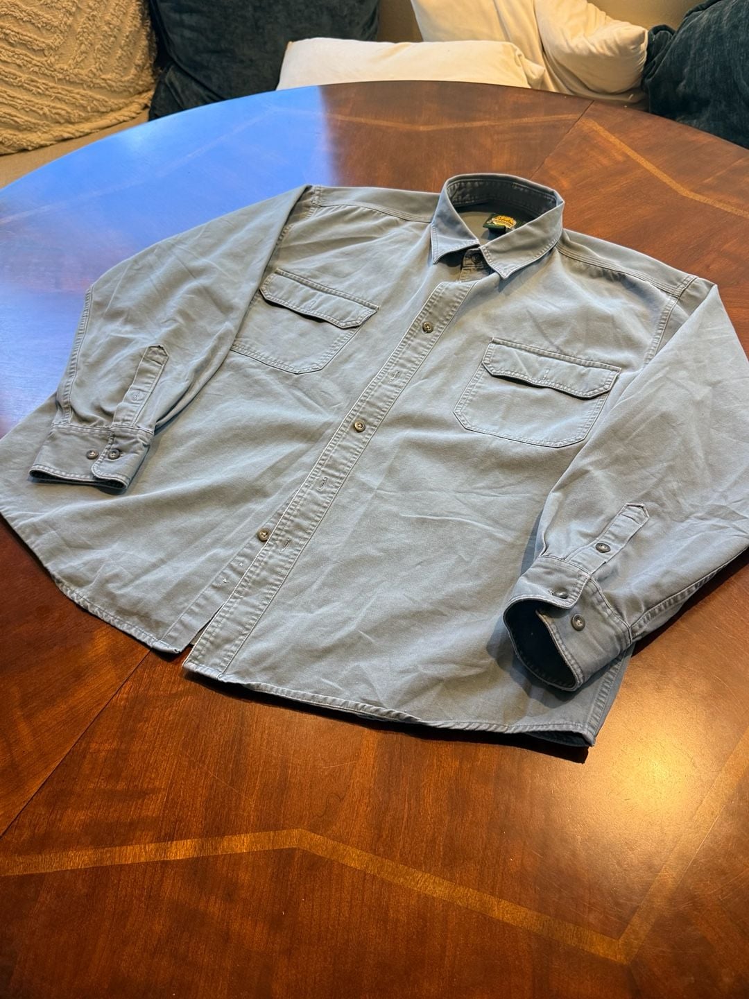 Cabela's Work Shirt Size XL Reg Grey Long Sleeve Button Down Canvas 4