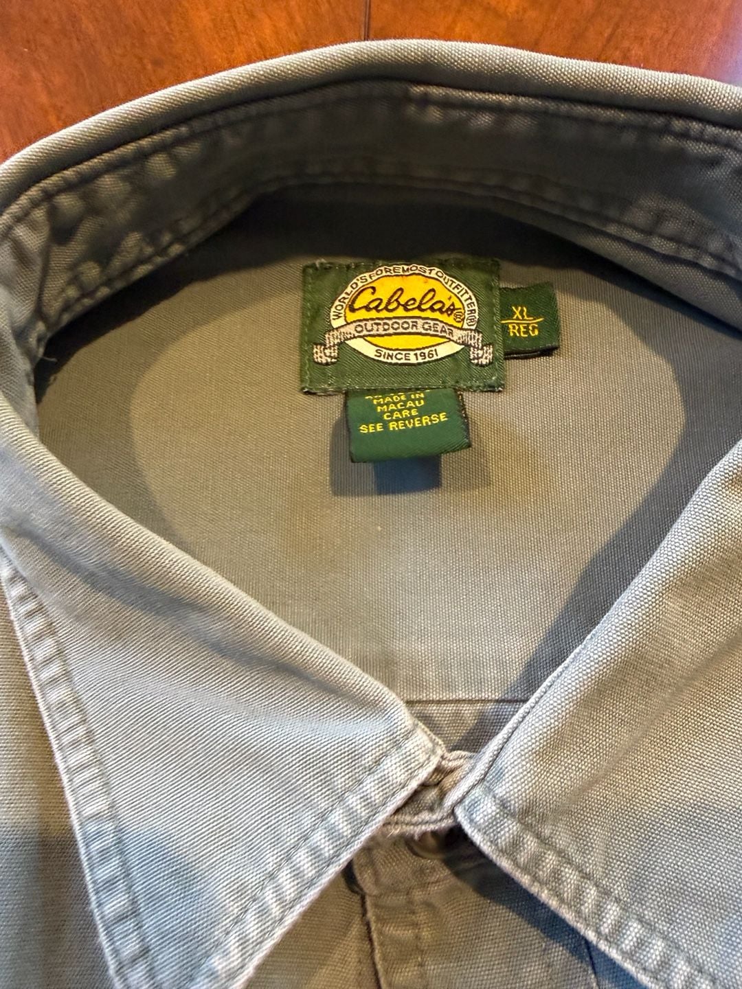 Cabela's Work Shirt Size XL Reg Grey Long Sleeve Button Down Canvas 5