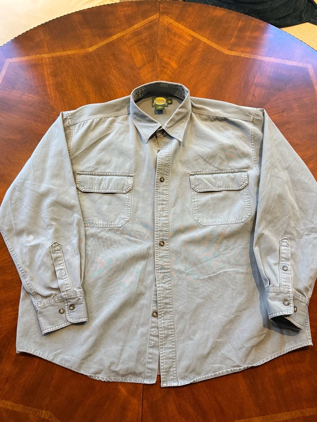 Cabela's Work Shirt Size XL Reg Grey Long Sleeve Button Down Canvas 6