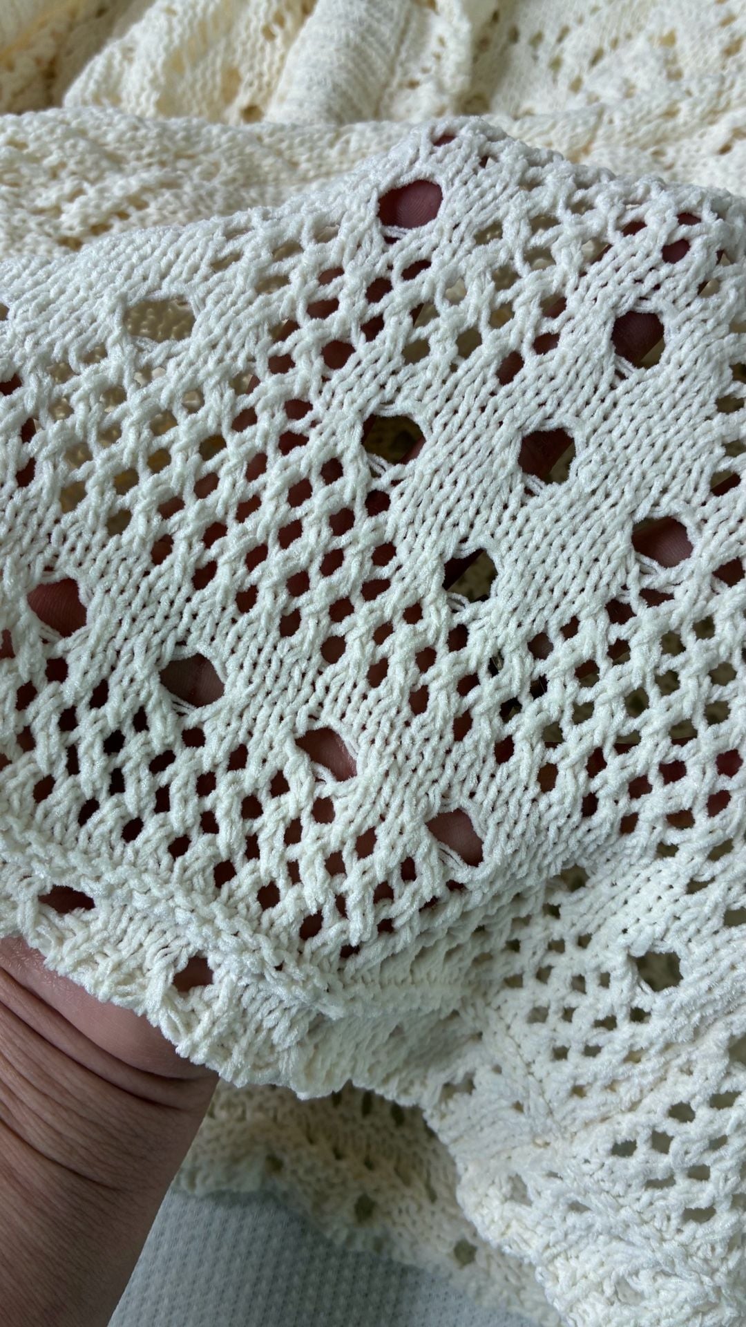 POL Cream Crochet Open Knit Hooded Sweater Floral Beaded Boho Pullover M 9