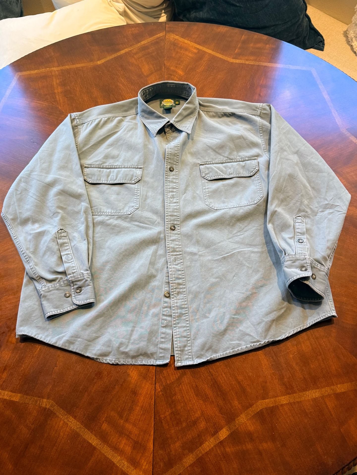 Cabela's Work Shirt Size XL Reg Grey Long Sleeve Button Down Canvas 2
