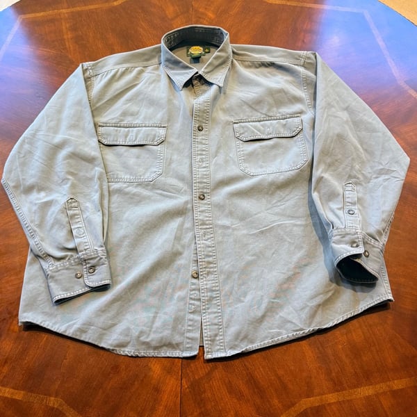 Cabela's Work Shirt Size XL Reg Grey Long Sleeve Button Down Canvas